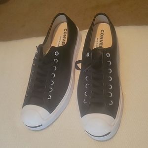 Black leather men's converse worn one time